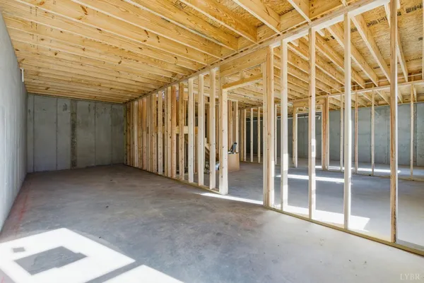 a view of an empty room with stairs
