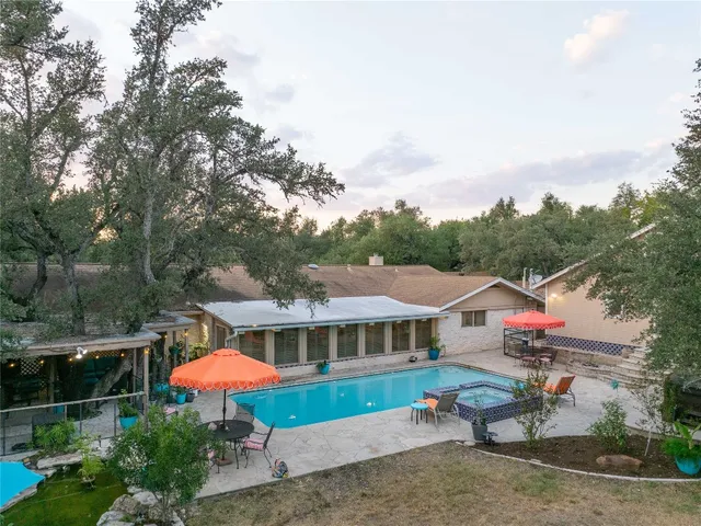 an aerial view of a house