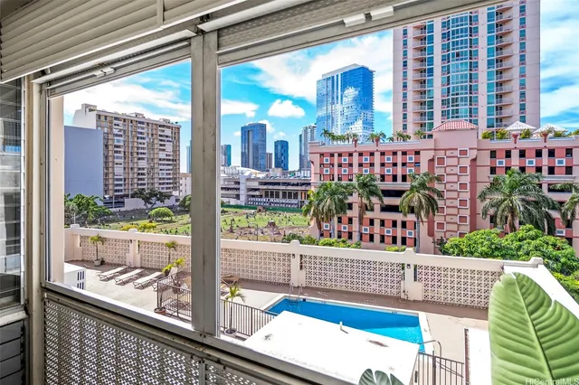 a city view from a balcony