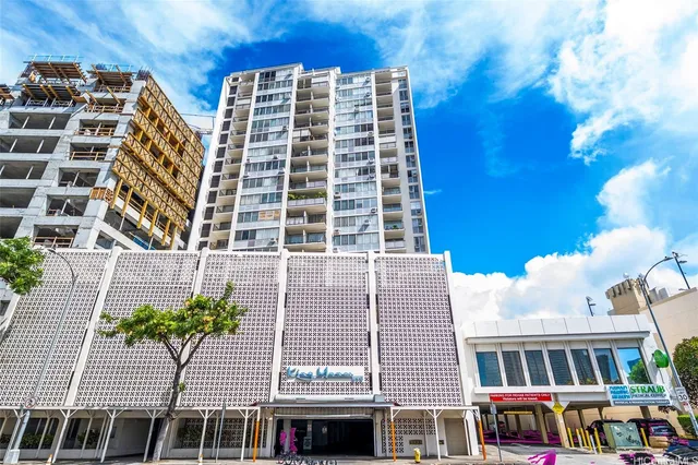 a front view of a large building