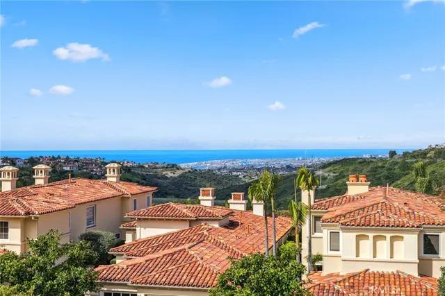 an aerial view of residential houses with outdoor space and swimming pool