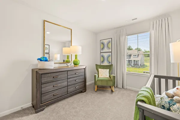 a chair and table in a room