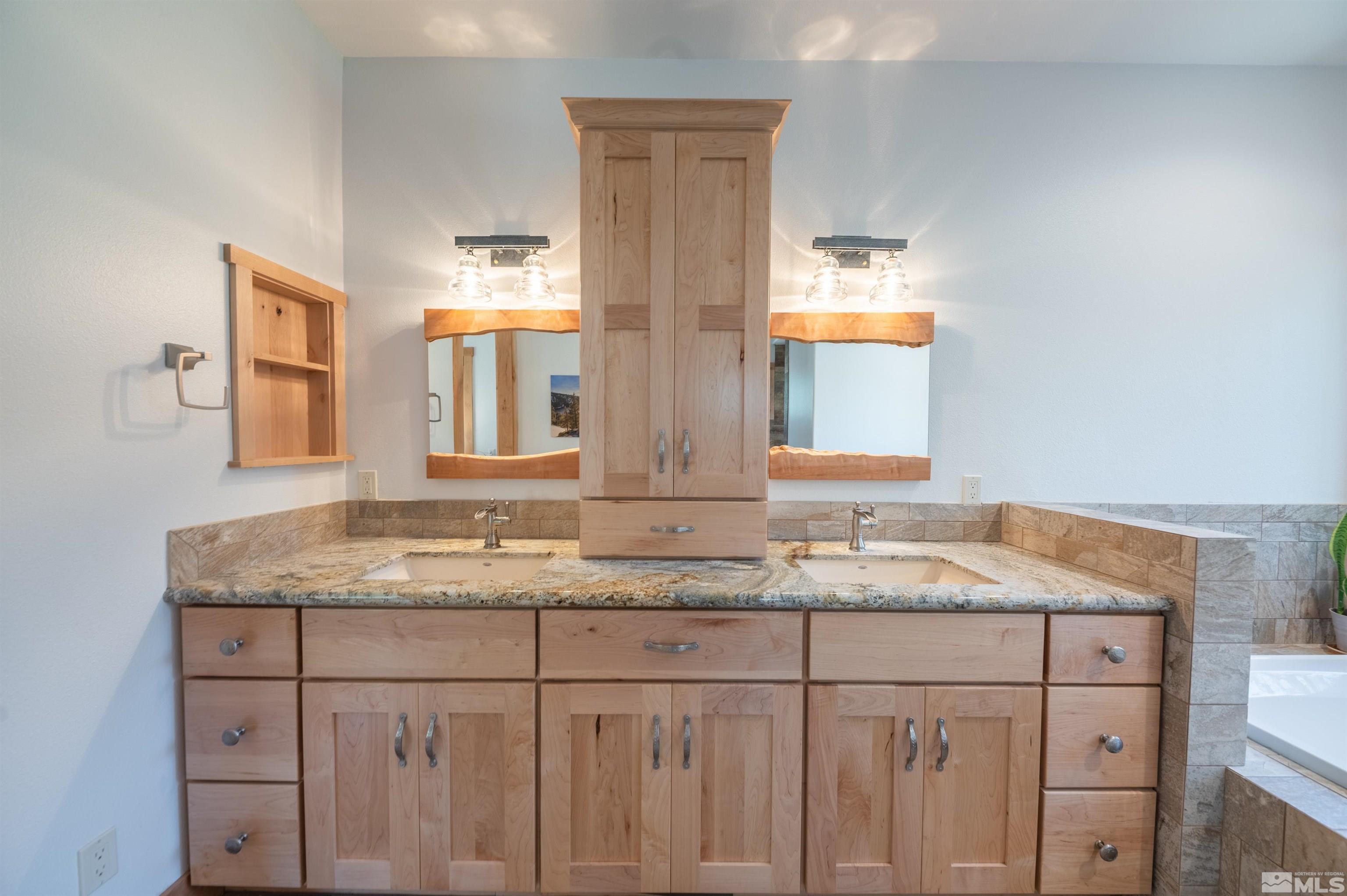 500 Yellow Pine Road Reno, NV 89511 - Photo 23 of 40 a bathroom with a granite countertop double vanity sink and mirror