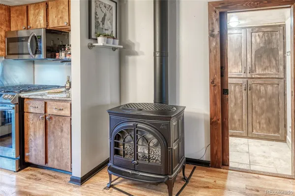 a view of a livingroom with furniture and front door