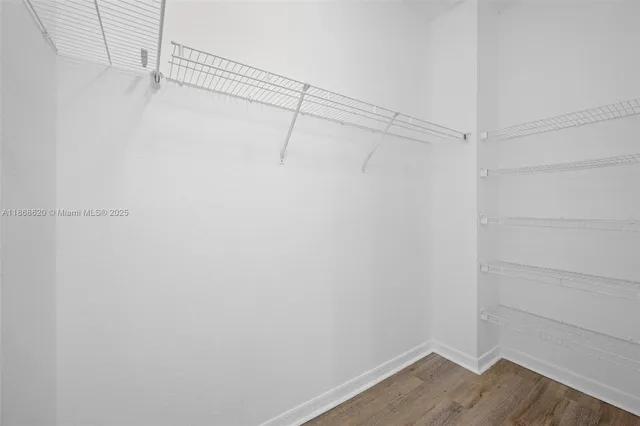 a view of a room with racks on the wall