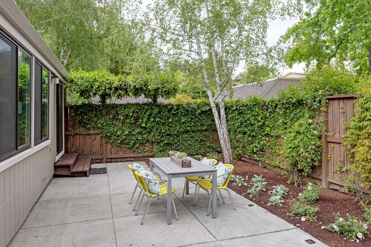 8 Farm Road Los Altos, CA 94024 - Photo 15 of 19 a view of patio with a table and chairs and potted plants