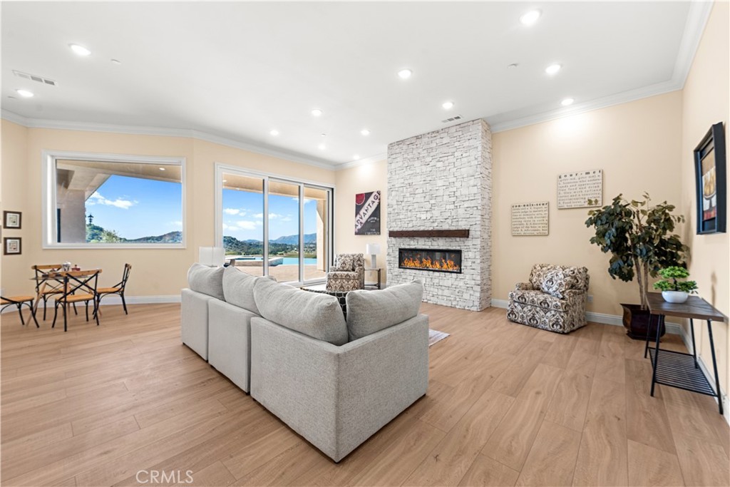 25700 El Chaval Place Temecula, CA 92590 - Photo 22 of 66 a living room with furniture fireplace and potted plants