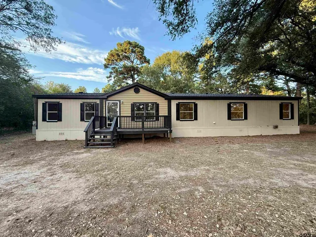 front view of a house with a tiny house