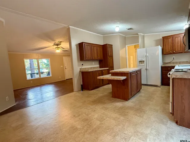 a view of a wooden balcony