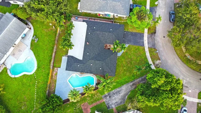 an aerial view of a house