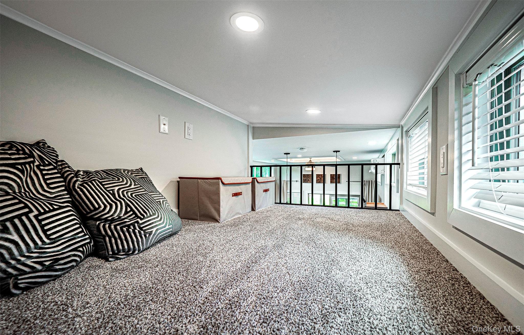 197 Wheeler Road, Unit 91 Florida, NY 10921 - Photo 18 of 48 Carpeted loft with ornamental molding, and recessed lighting