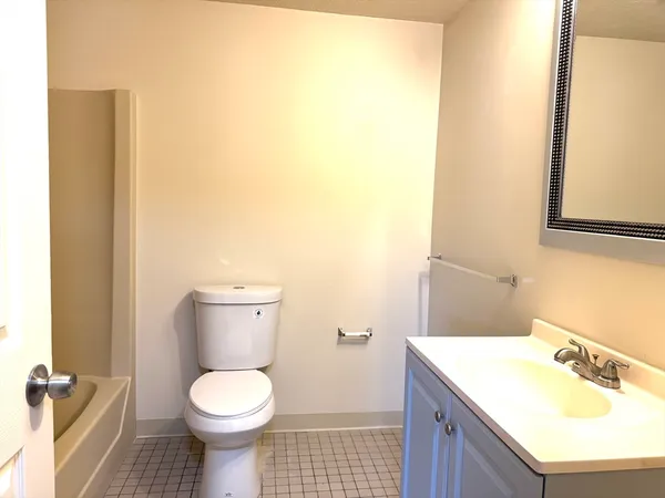 a bathroom with a sink toilet and a mirror