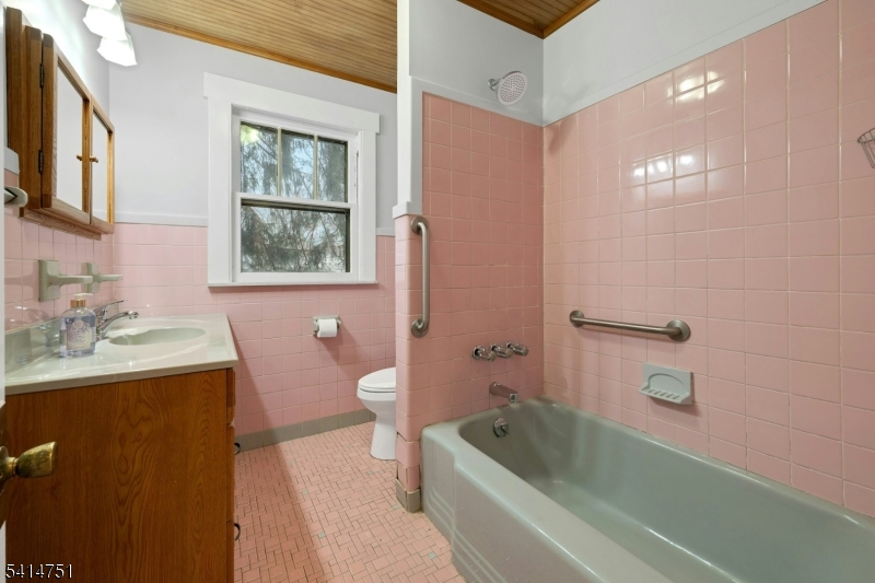 173 Runnymede Road West Caldwell, NJ 07006 - Photo 20 of 27 a bathroom with a sink a toilet and bathtub