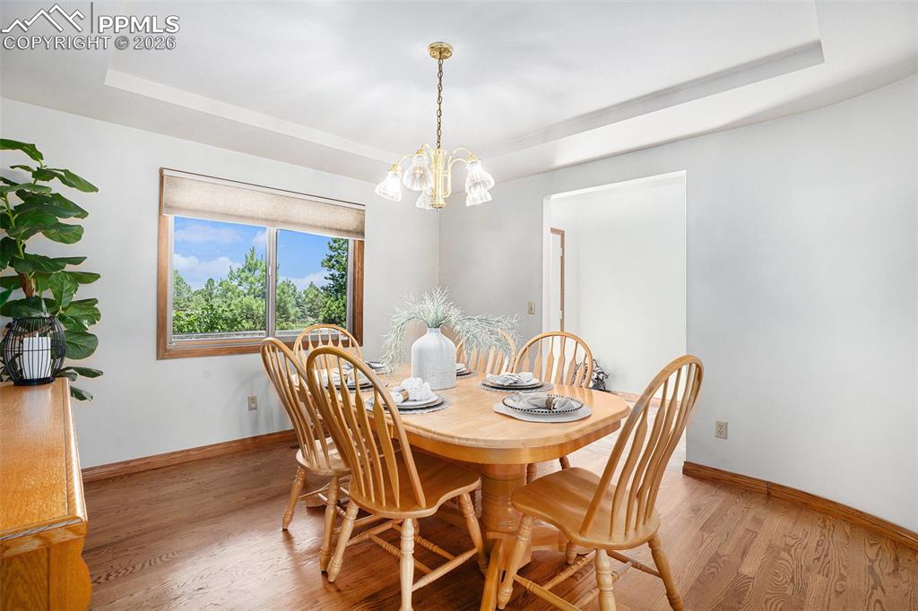 2585 Mohawk Way Monument, CO 80132 - Photo 9 of 49 a view of a dining room with furniture window and wooden floor