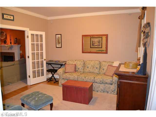 7497 Bethel View Court Oak Ridge, NC 27310 - Photo 4 of 16 Living Room. GLASS FRENCH DOORS FOR SEMI PRIVACY