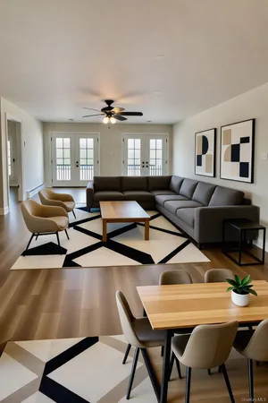 a living room with furniture and window
