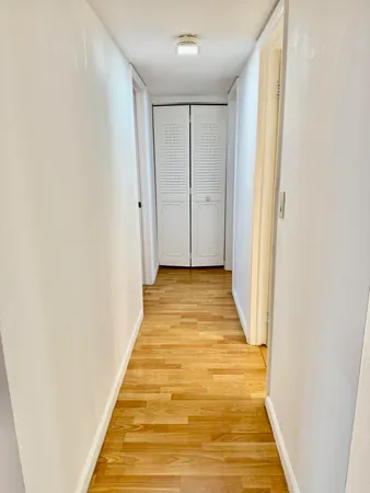 a view of bathroom with wooden floor