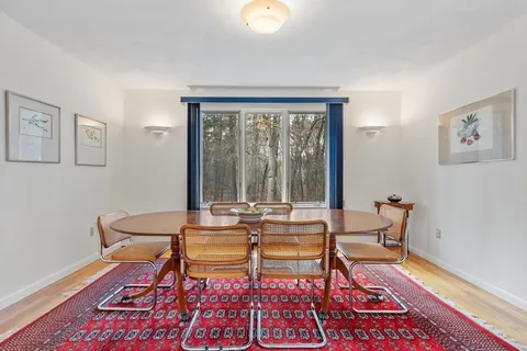 a living room with furniture and a rug