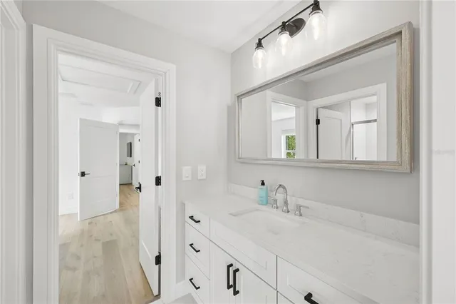 a view of a room with a tree