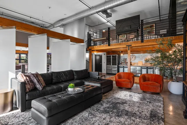 a living room with furniture