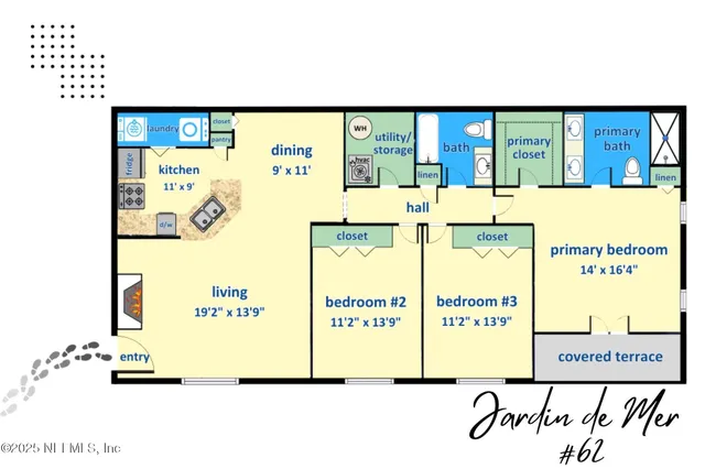 a utility room with a window and refrigerator