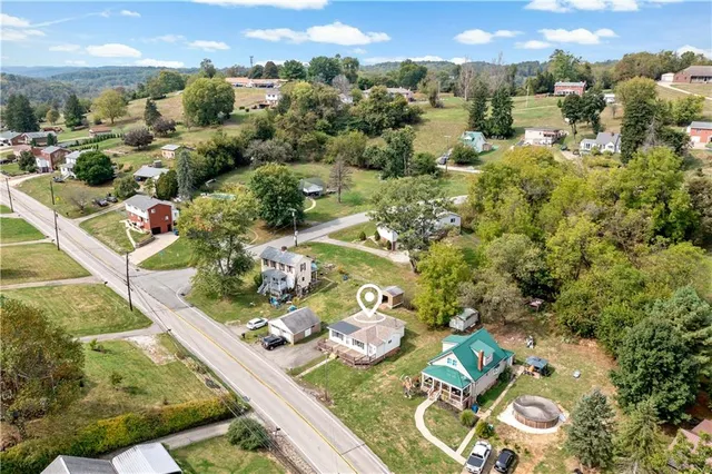 an aerial view of multiple house