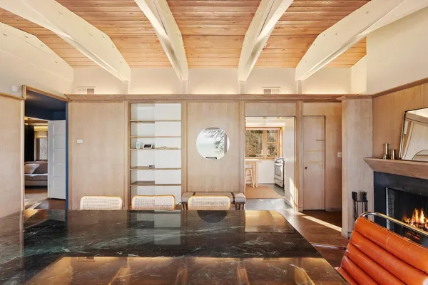 a view of a balcony with couch