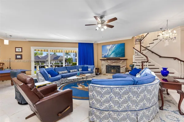 a living room filled with furniture and a wooden floor