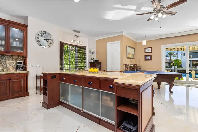 a view of a fire pit with a fountain