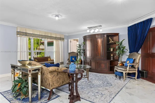 a view of a balcony with wooden floor