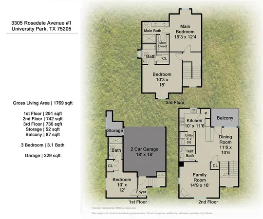 $6,100 | 3305 Rosedale Avenue, Unit 1, University Park, TX 75205