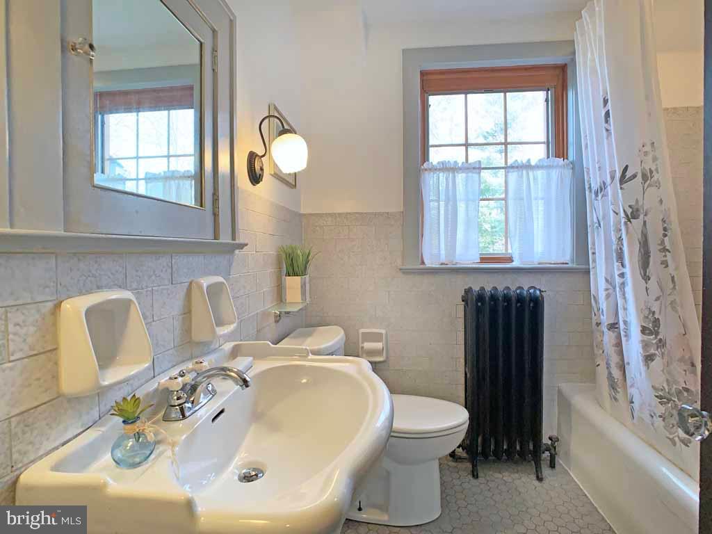 907 Overton Avenue Yardley, PA 19067 - Photo 22 of 36 Main Bath Tile wainscoting, period fixtures