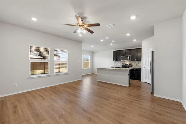 an aerial view of a yard