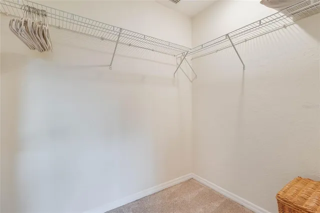 a view of a room with racks on the wall