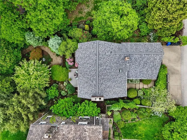 an aerial view of a house