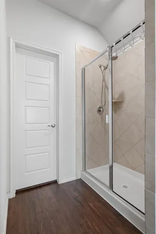a bathroom with a shower