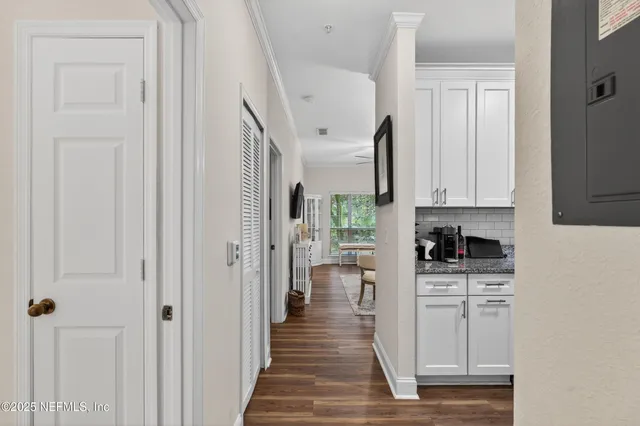 a view of a kitchen with an entryway