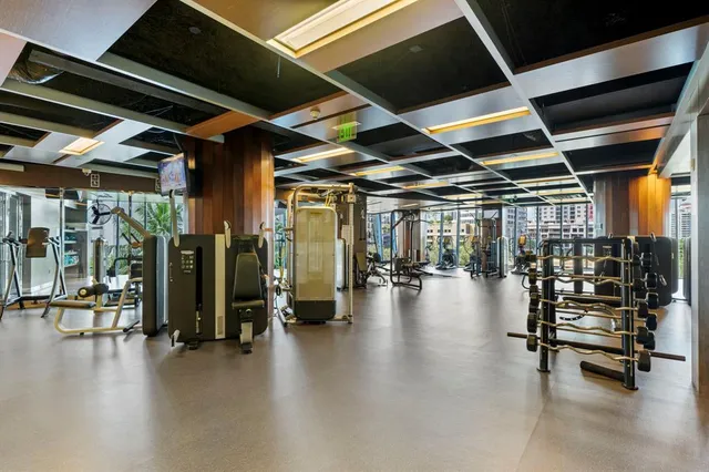 a view of a room with gym equipment