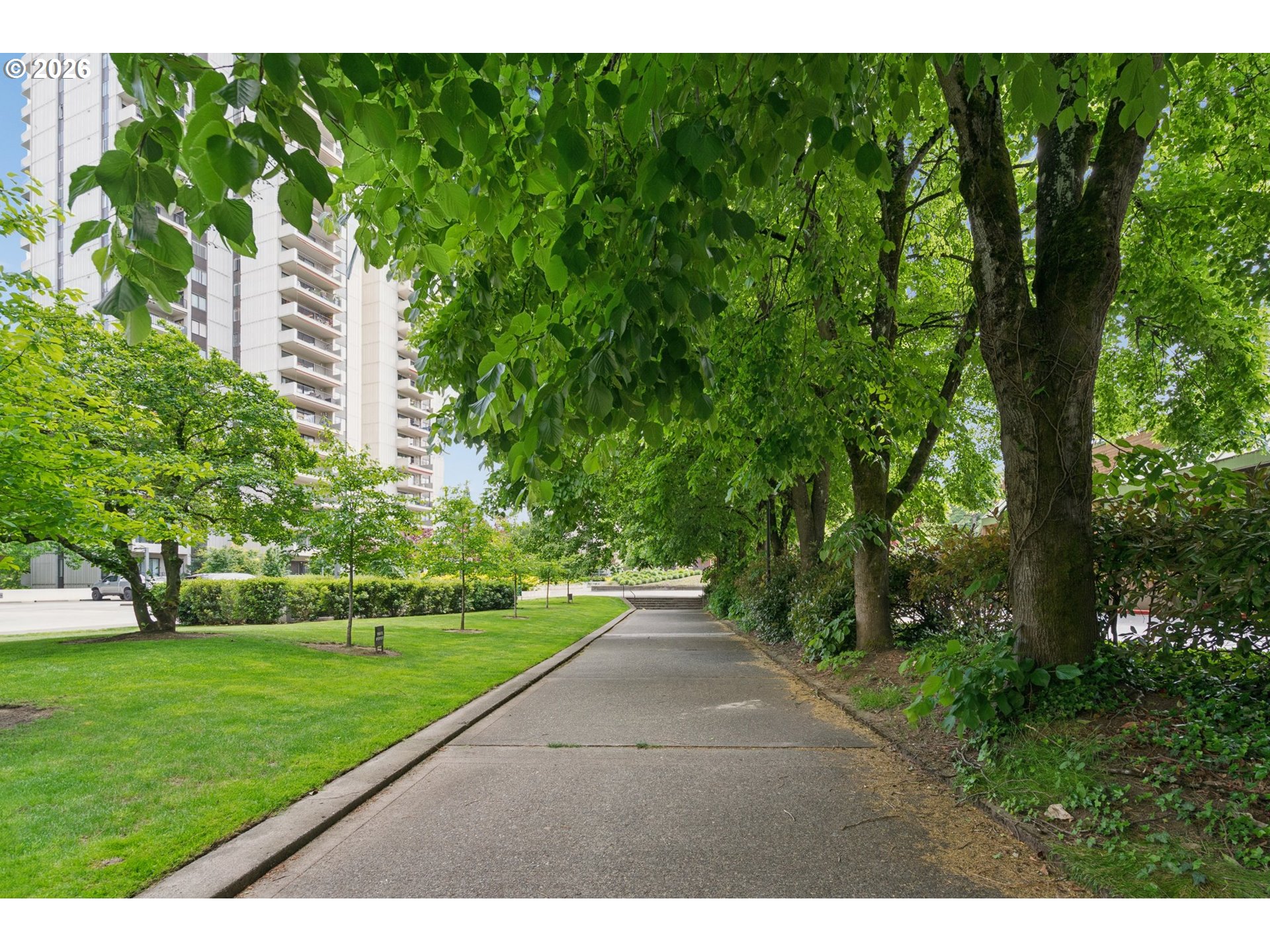 2211 Southwest 1st Avenue, Unit 1402 Portland, OR 97201 - Photo 41 of 48 a view of a yard with a tree