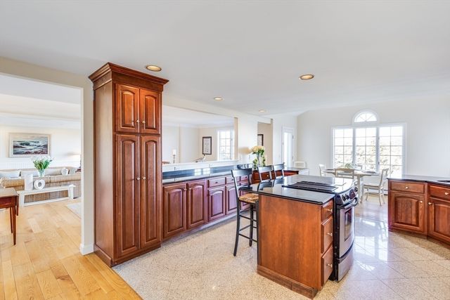 a kitchen with lots of counter top space