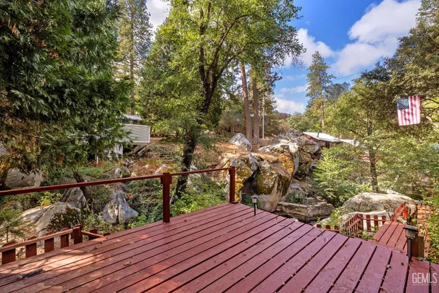 a view of a wooden deck