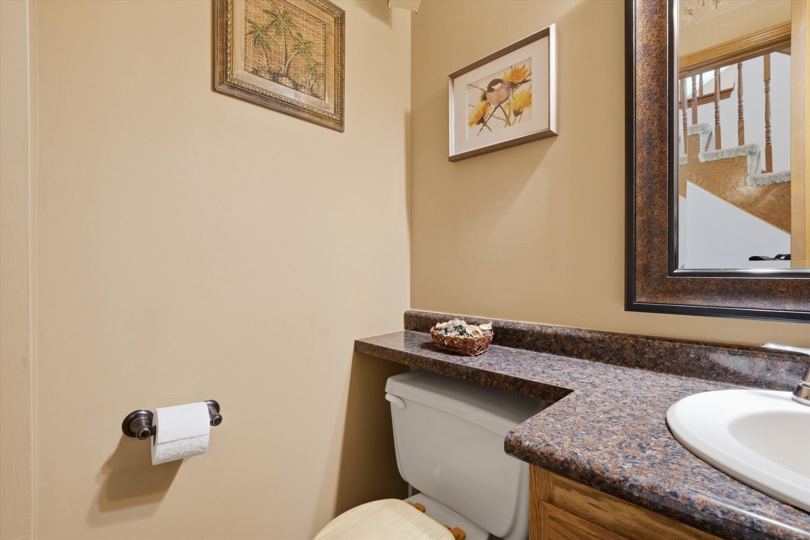 3552 Fairway Drive Crete, IL 60417 - Photo 11 of 27 a bathroom with a granite countertop sink and a mirror