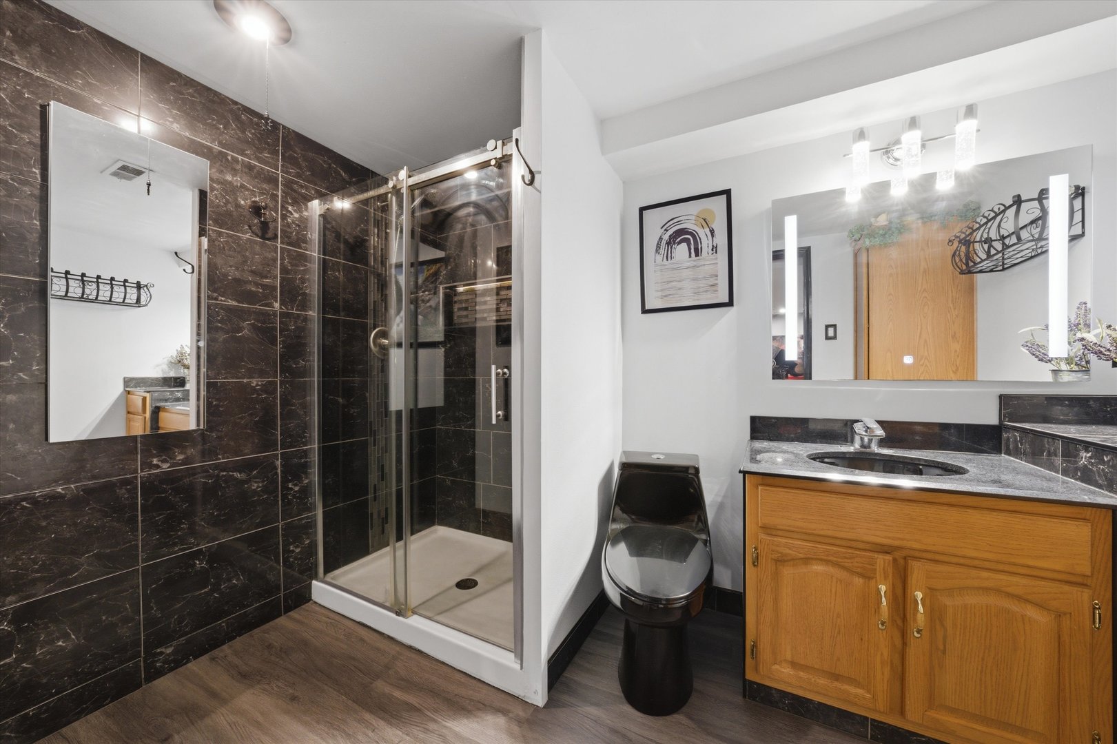 3552 Fairway Drive Crete, IL 60417 - Photo 21 of 27 a bathroom with a double vanity sink mirror and shower