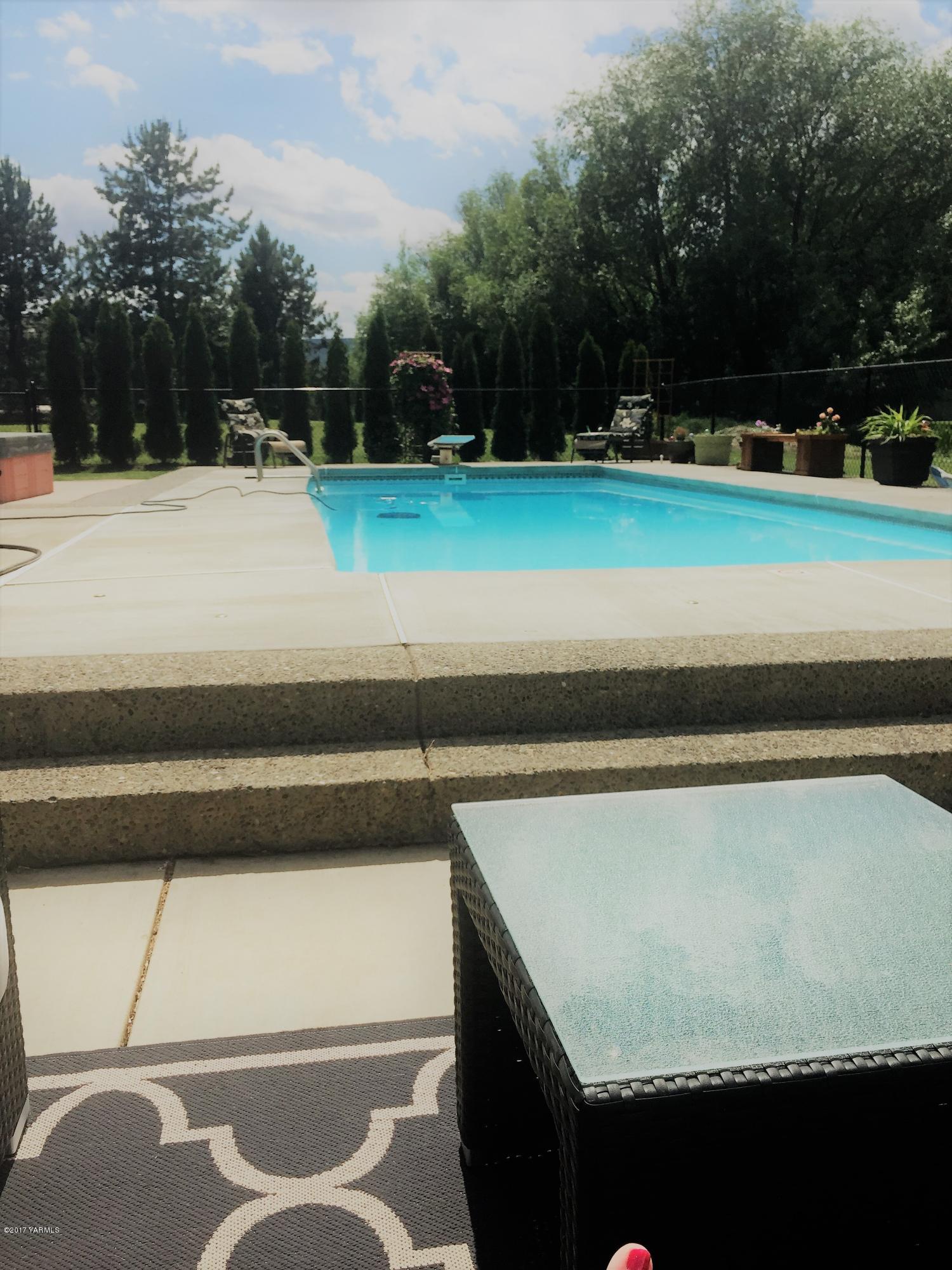 3603 Marks Road Yakima, WA 98903 - Photo 24 of 31 a view of swimming pool with seating area and trees in the background