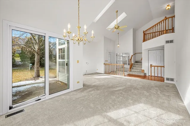 a view of livingroom with chandelier