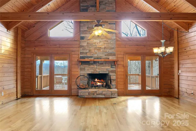 a view of a fireplace in a room