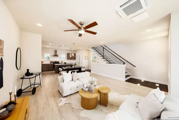 a living room with furniture