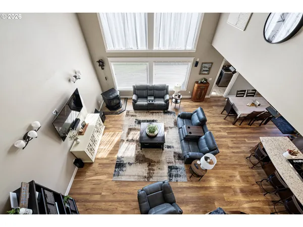 view of living room with furniture and wooden floor