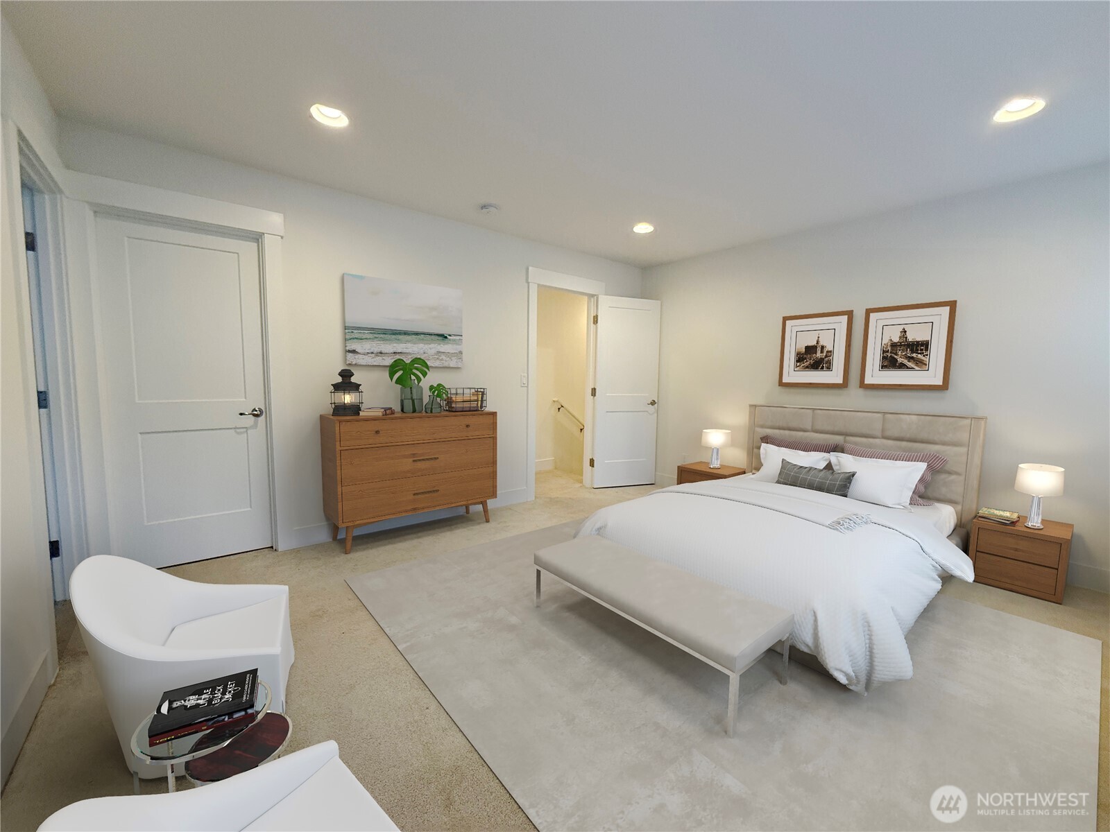 30 East Compass Lane, Unit A98524 Allyn, WA 98524 - Photo 21 of 36 a spacious bedroom with a bed and a couch