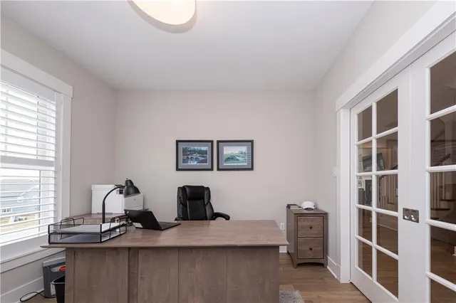 a view of workspace with a window